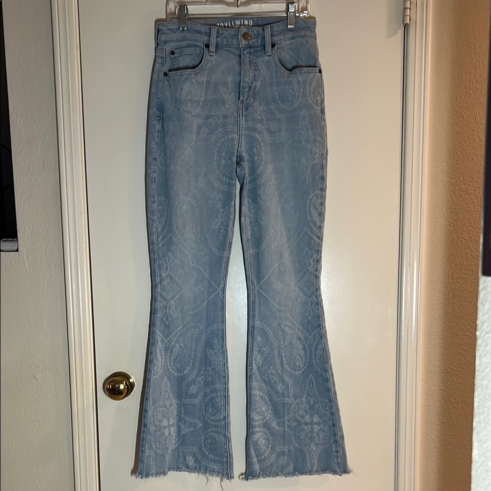 IDYLLWIND Women’s Flare Leg Jeans Paisley Design